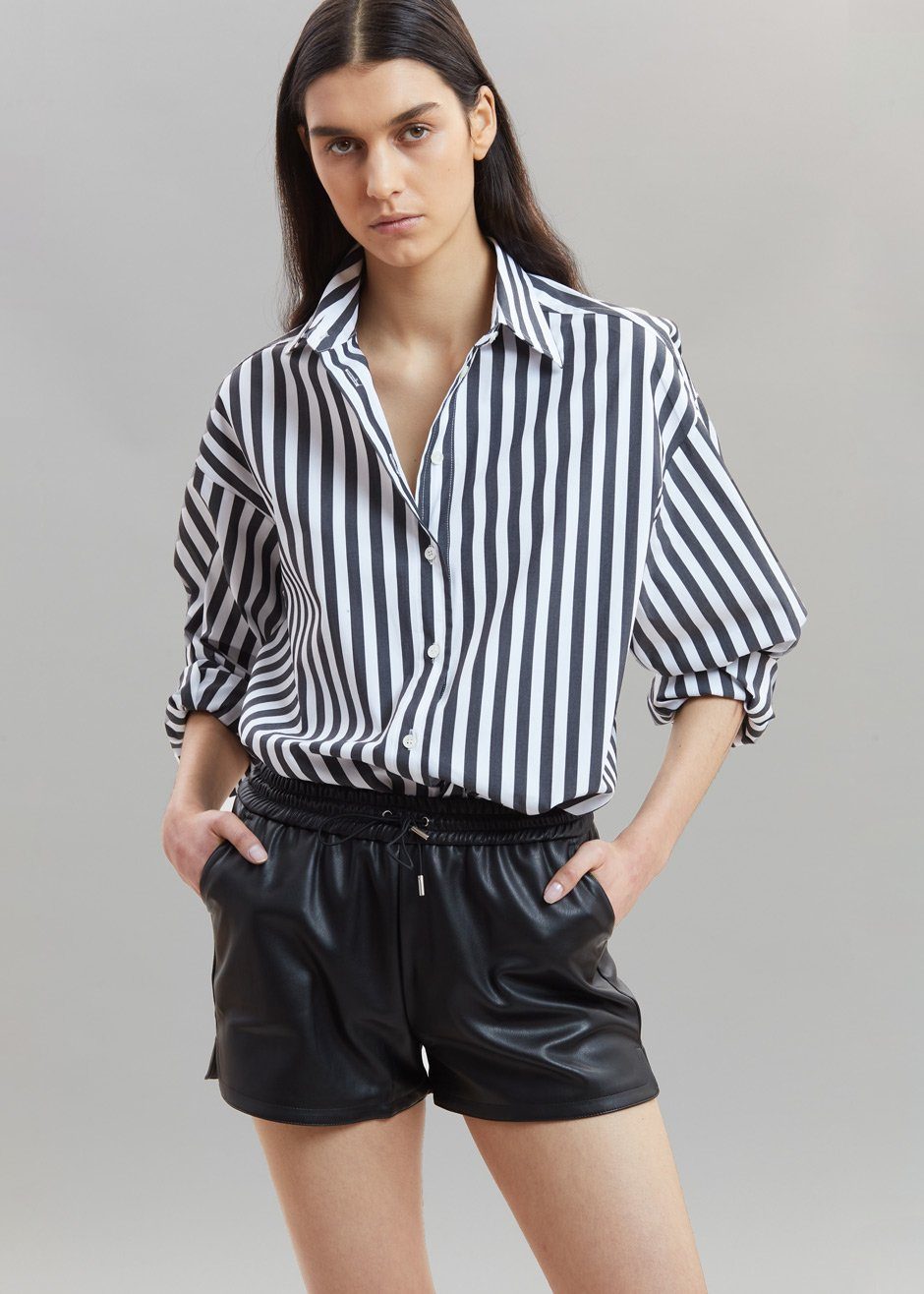 Sylvia Striped Oxford Shirt - Faded Black/White - 5