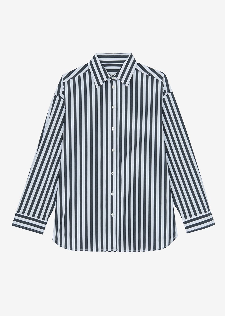 Sylvia Striped Oxford Shirt - Faded Black/White - 11
