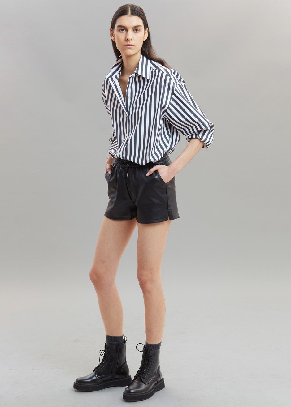 Sylvia Striped Oxford Shirt - Faded Black/White - 4