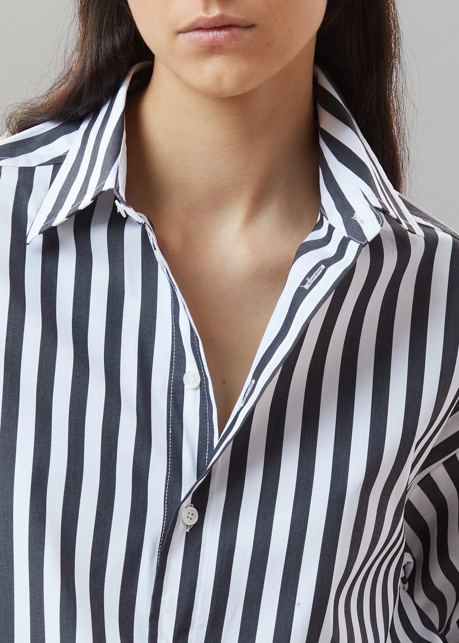 Sylvia Striped Oxford Shirt Faded Black White