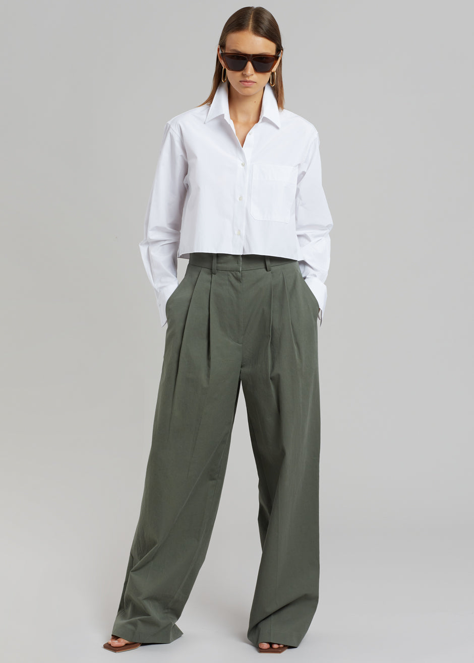 Tansy Cotton Pants - Olive - 1