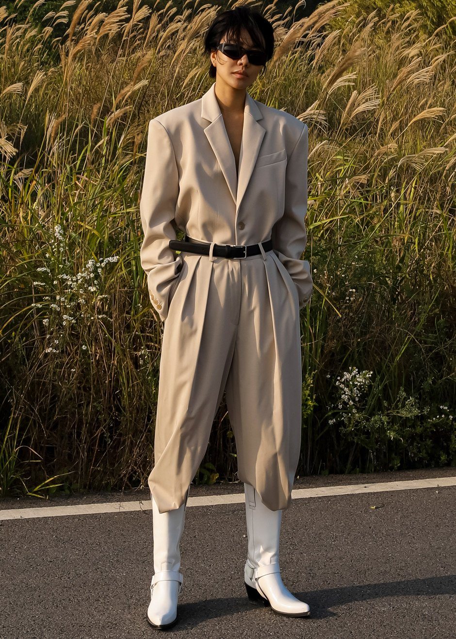 Tansy Oversized Blazer - Beige - 11