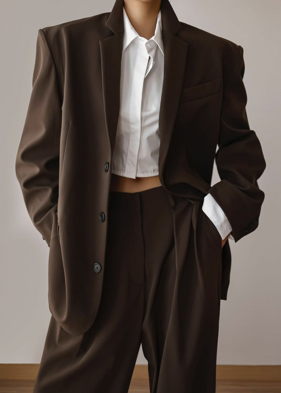 Tansy Oversized Blazer - Chocolate – The Frankie Shop Europe