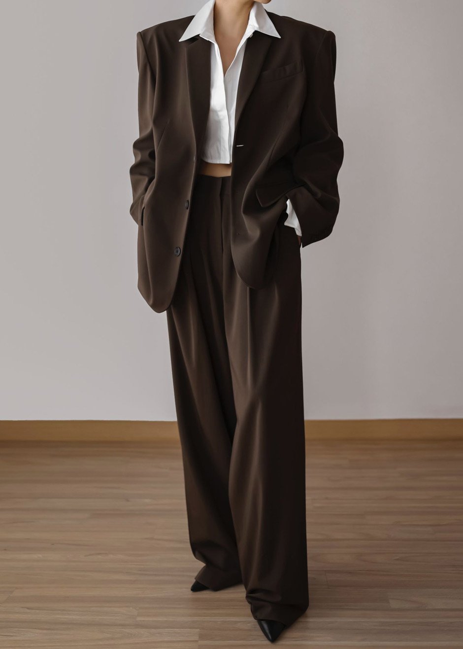 Shop the look image for Tansy Oversized Blazer - Chocolate