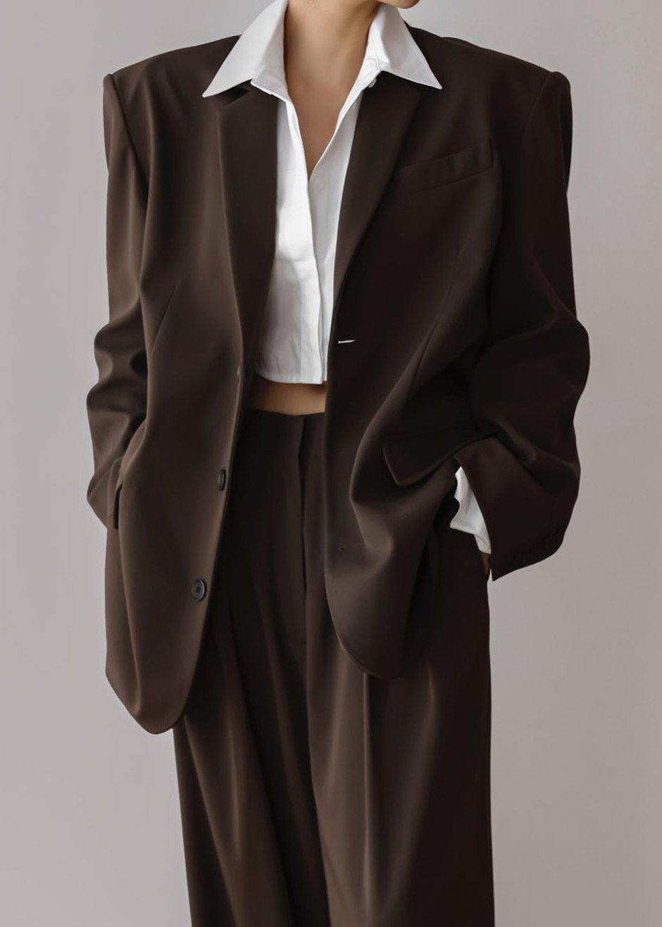 Tansy Oversized Blazer - Chocolate