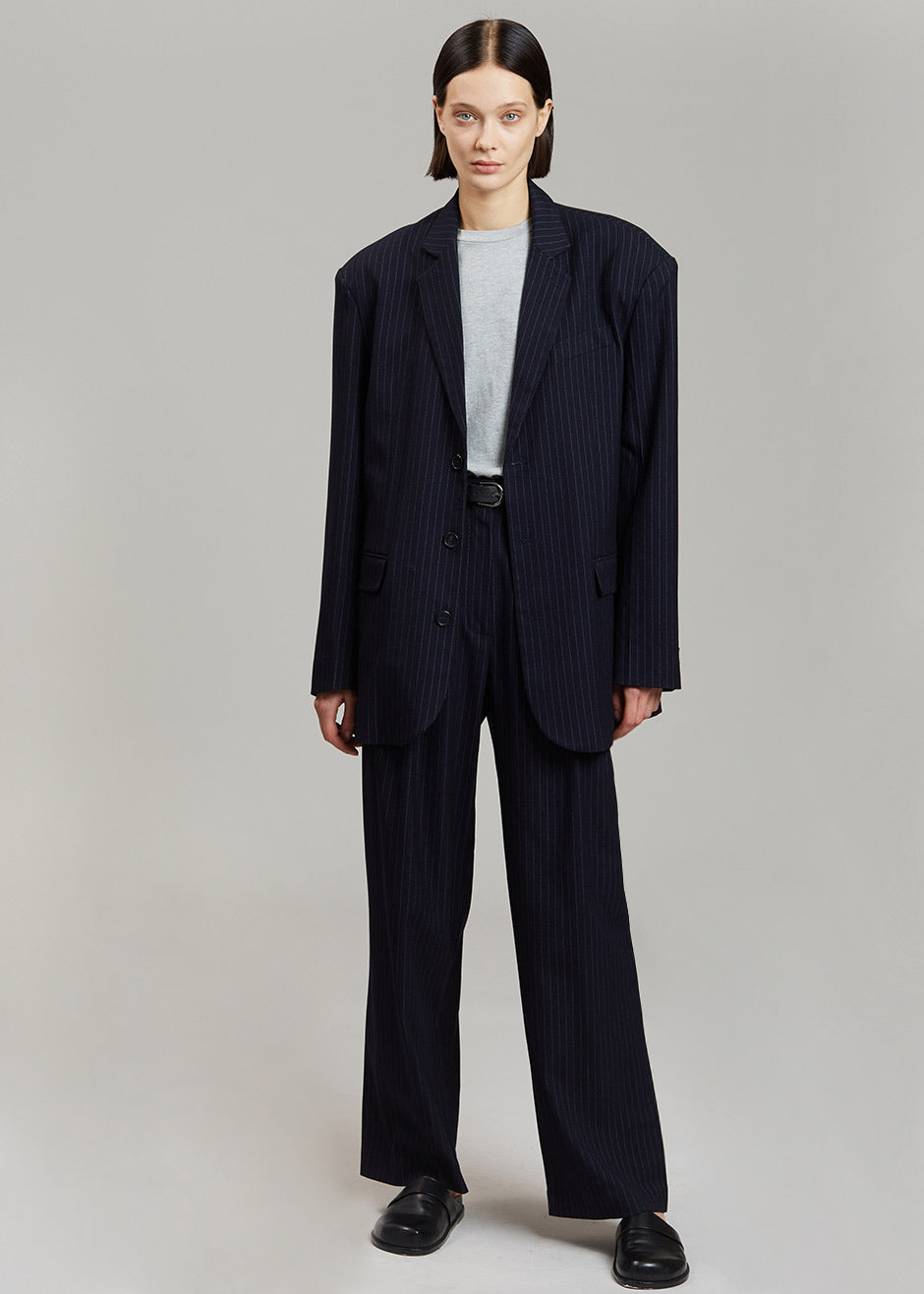 Tansy Oversized Blazer - Navy Pinstripe - 10