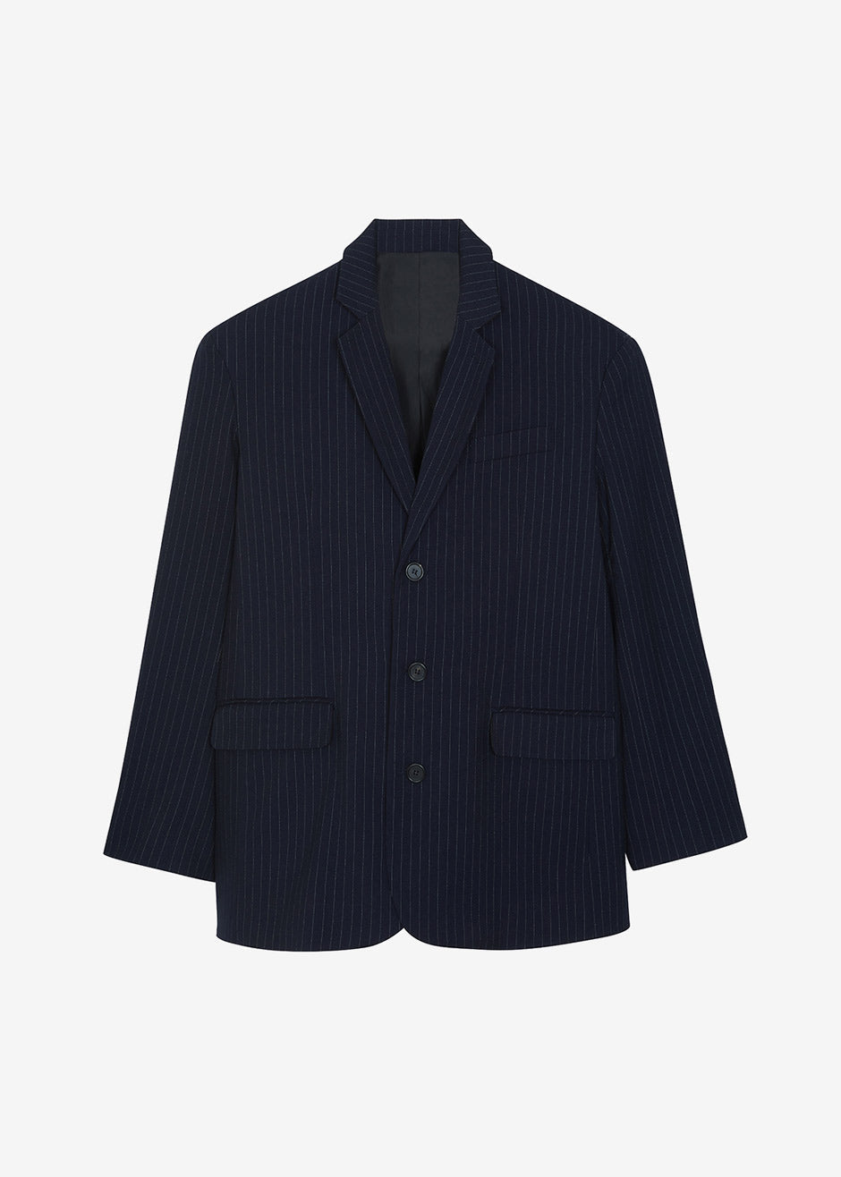 Tansy Oversized Blazer - Navy Pinstripe - 12