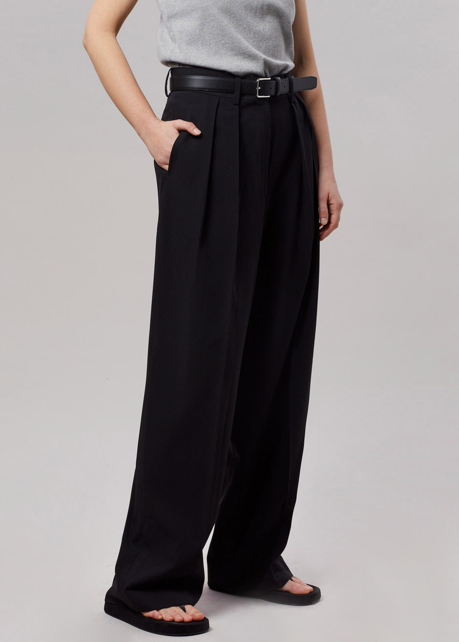 Tansy Pleated Trousers - Black - 5