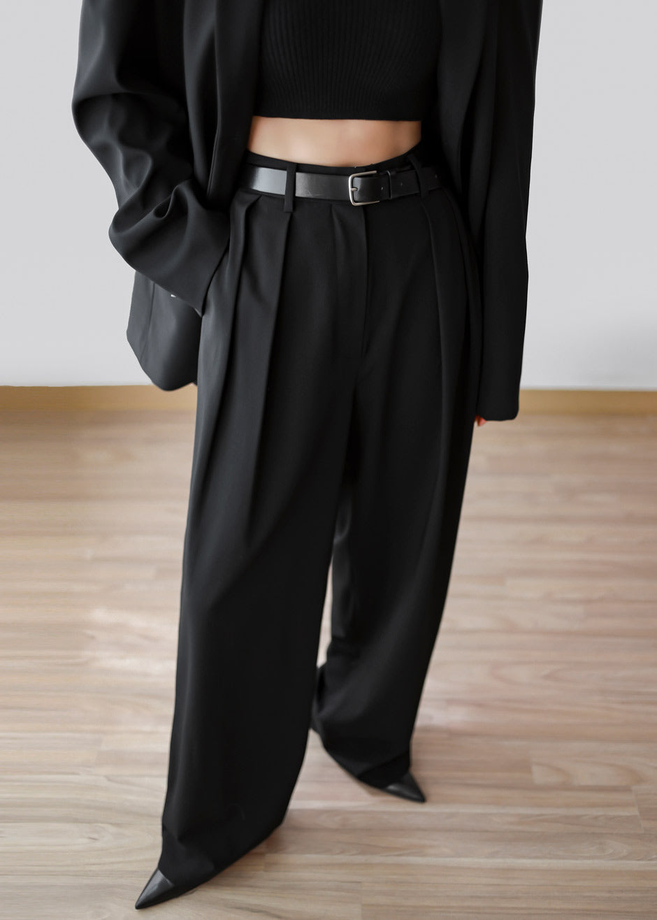 Tansy Pleated Trousers - Black