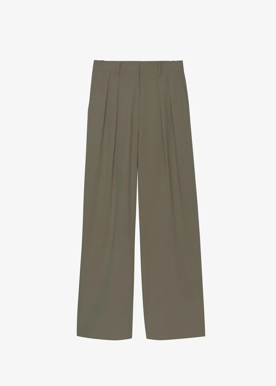 Tansy Pleated Trousers - Olive - 13