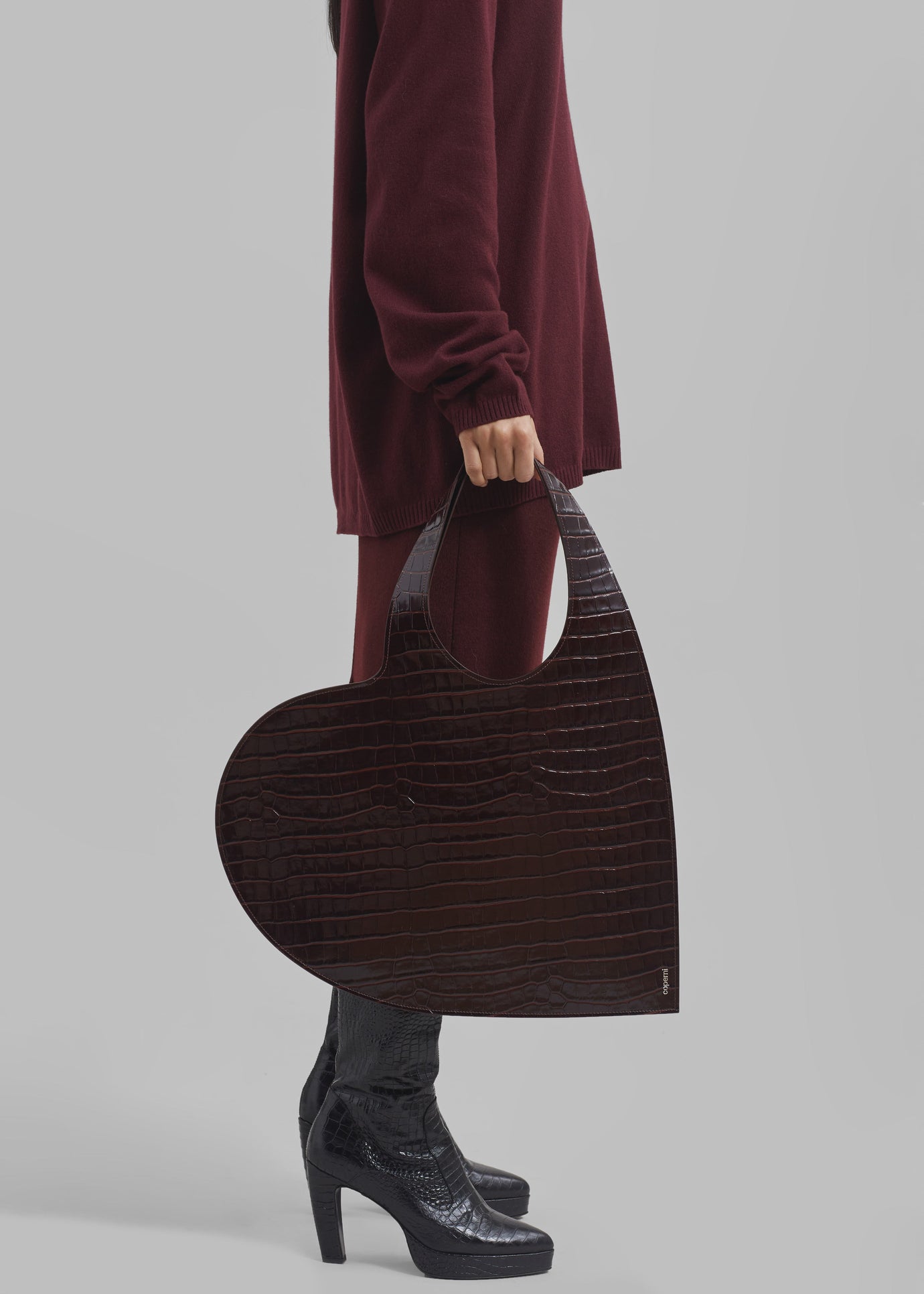 Coperni Croco Heart Tote Bag - Brown