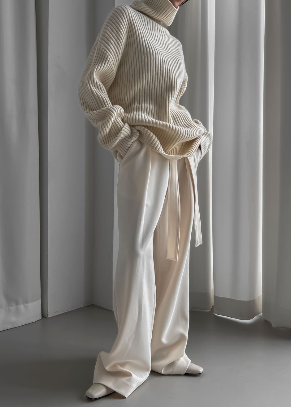 Thelma Ribbed Sweater Dress - Cream - 7