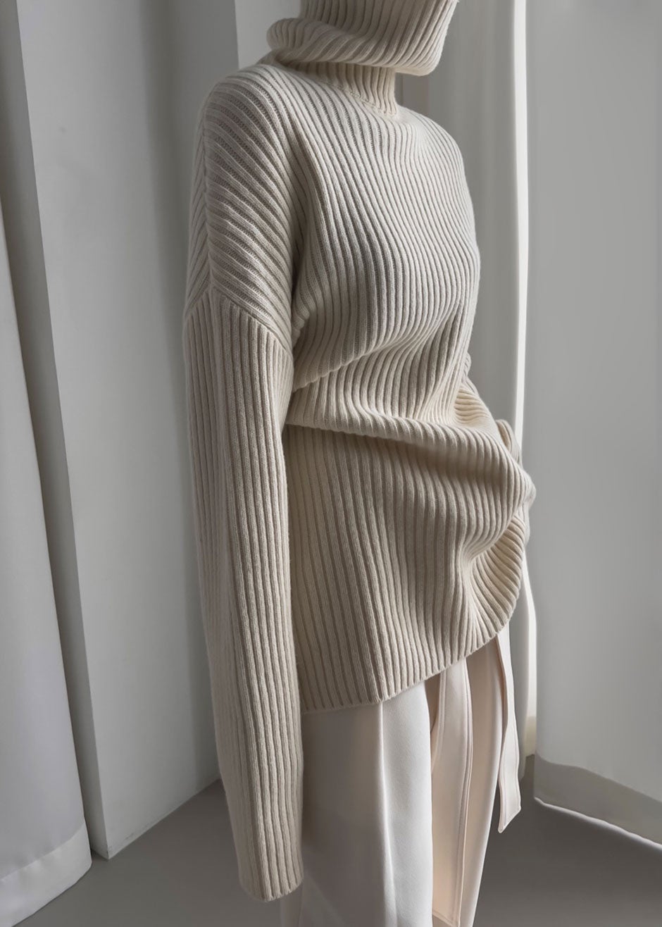 Thelma Ribbed Sweater - Cream - 1