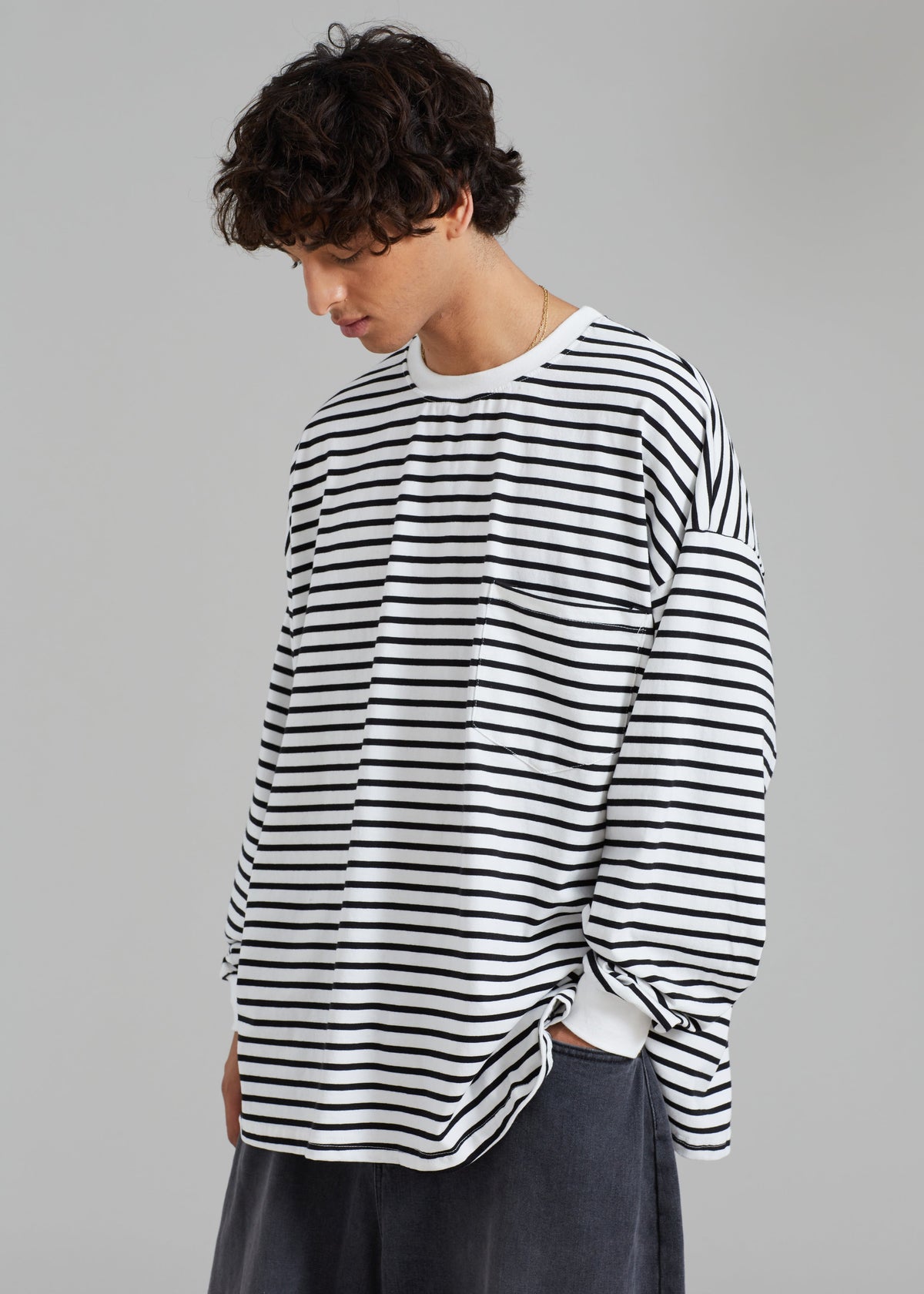 Cody Pocket Tee - Black/White Stripe - 14
