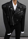 Tidus Cropped Biker Jacket - Black Jacket The Frankie Shop