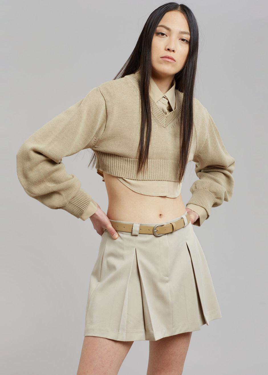 Titou Cropped Sweater - Taupe - 1