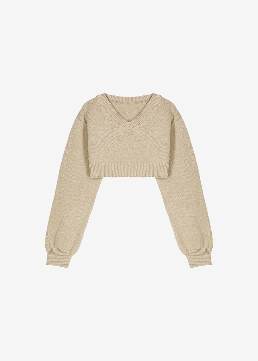 Titou Cropped Sweater - Taupe - 10