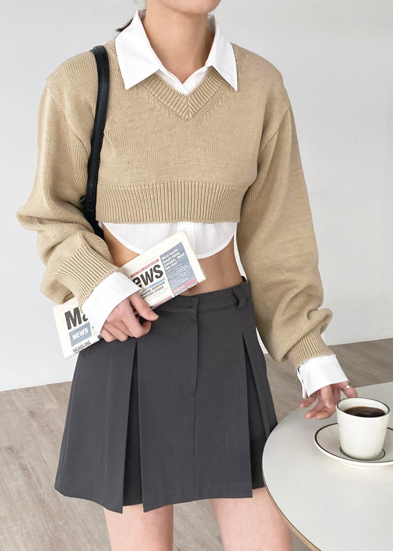 Titou Cropped Sweater - Taupe - 2