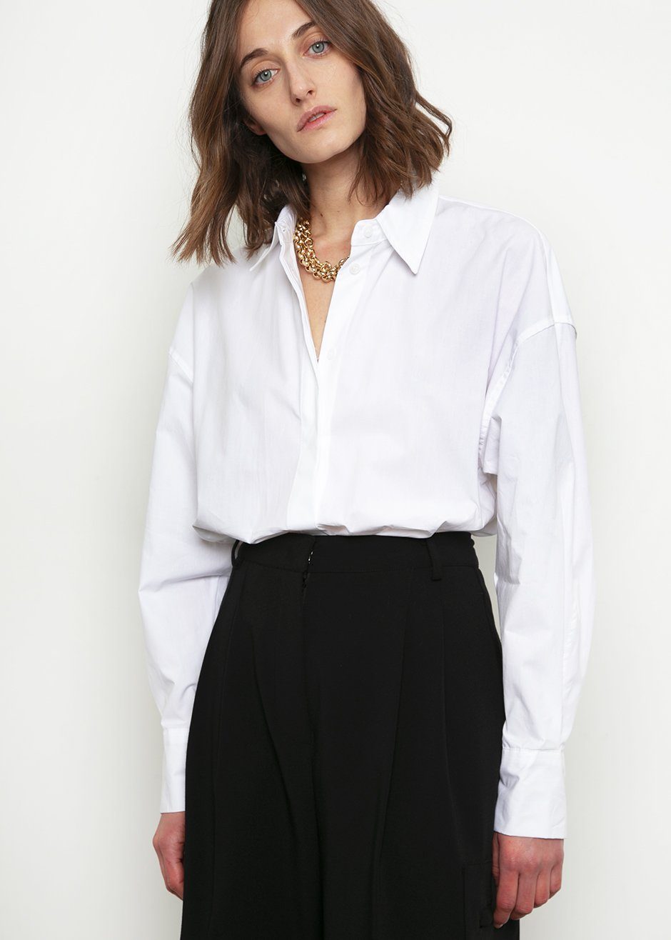 Lakely Oversized Button Down Shirt - White – Frankie Shop Europe