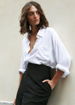 White Silky Oversized Button Shirt Shirt London Flat