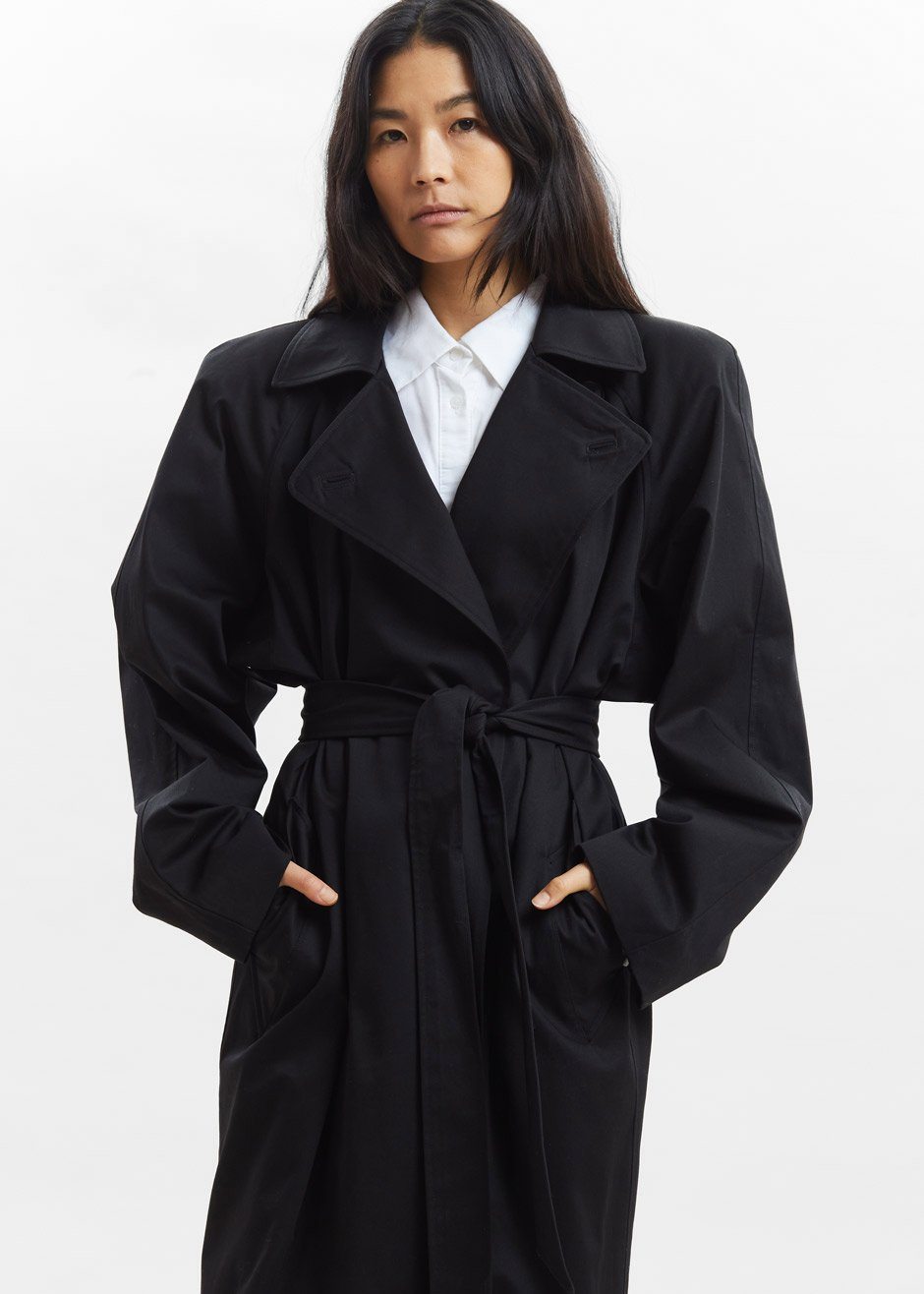 Marisol Box Shoulder Trench - Black - 10