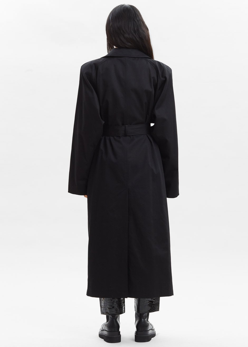 Marisol Box Shoulder Trench - Black - 12