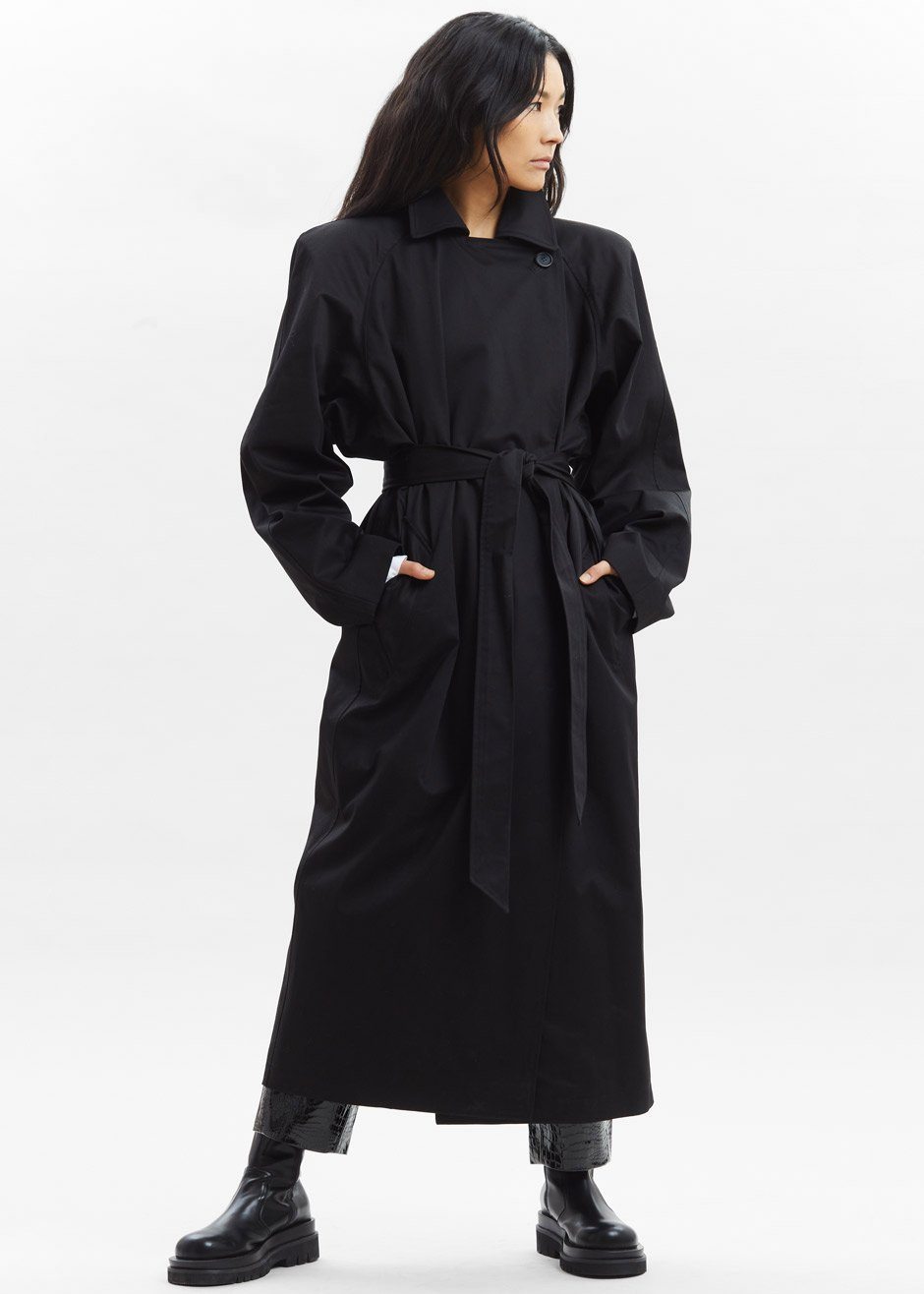 Marisol Box Shoulder Trench - Black - 8