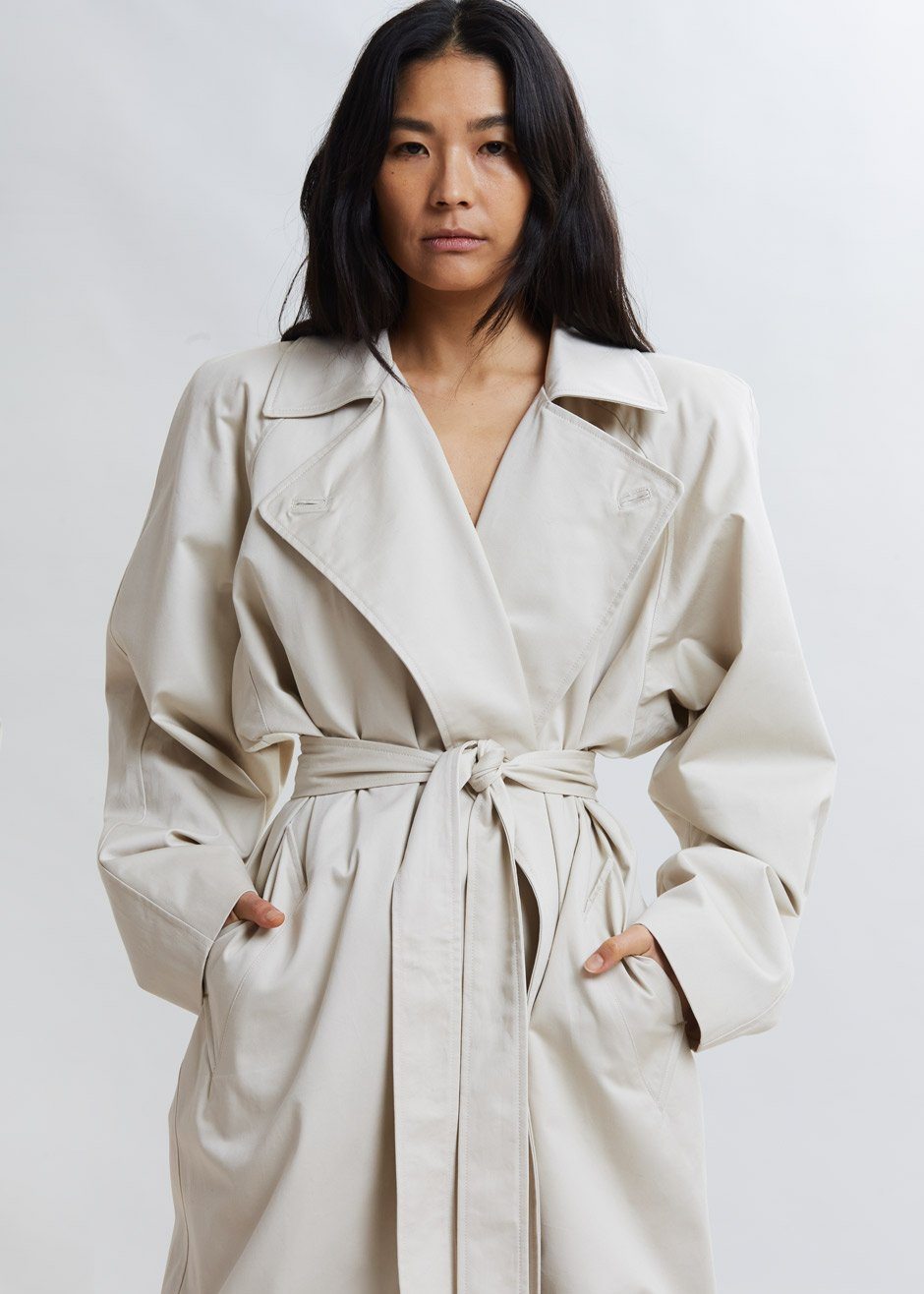 Marisol Box Shoulder Trench - Bone - 11